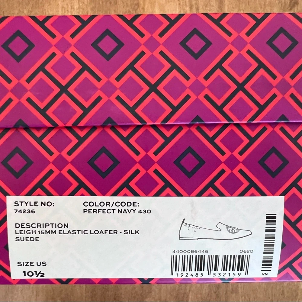 Tory Burch Leigh Navy Blue Suede Loafers - Picture 9 of 12